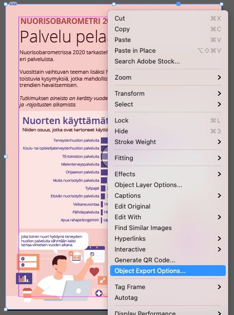 Näin alt-text määritetään Adobe Indesignissa