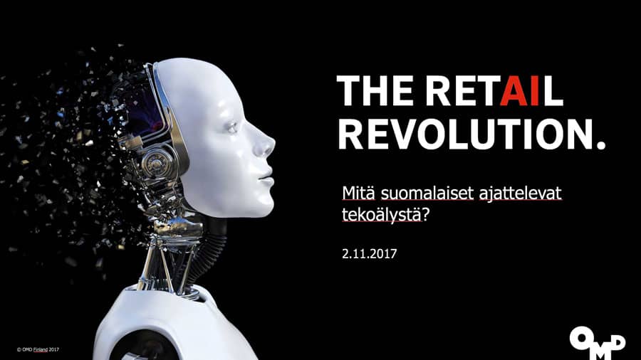 Kansikuva Tekoäly Suomessa -tutkimukselle. Kuvassa robottihahmo.